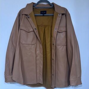 Love Tree Tan Faux Leather Shirt Jacket